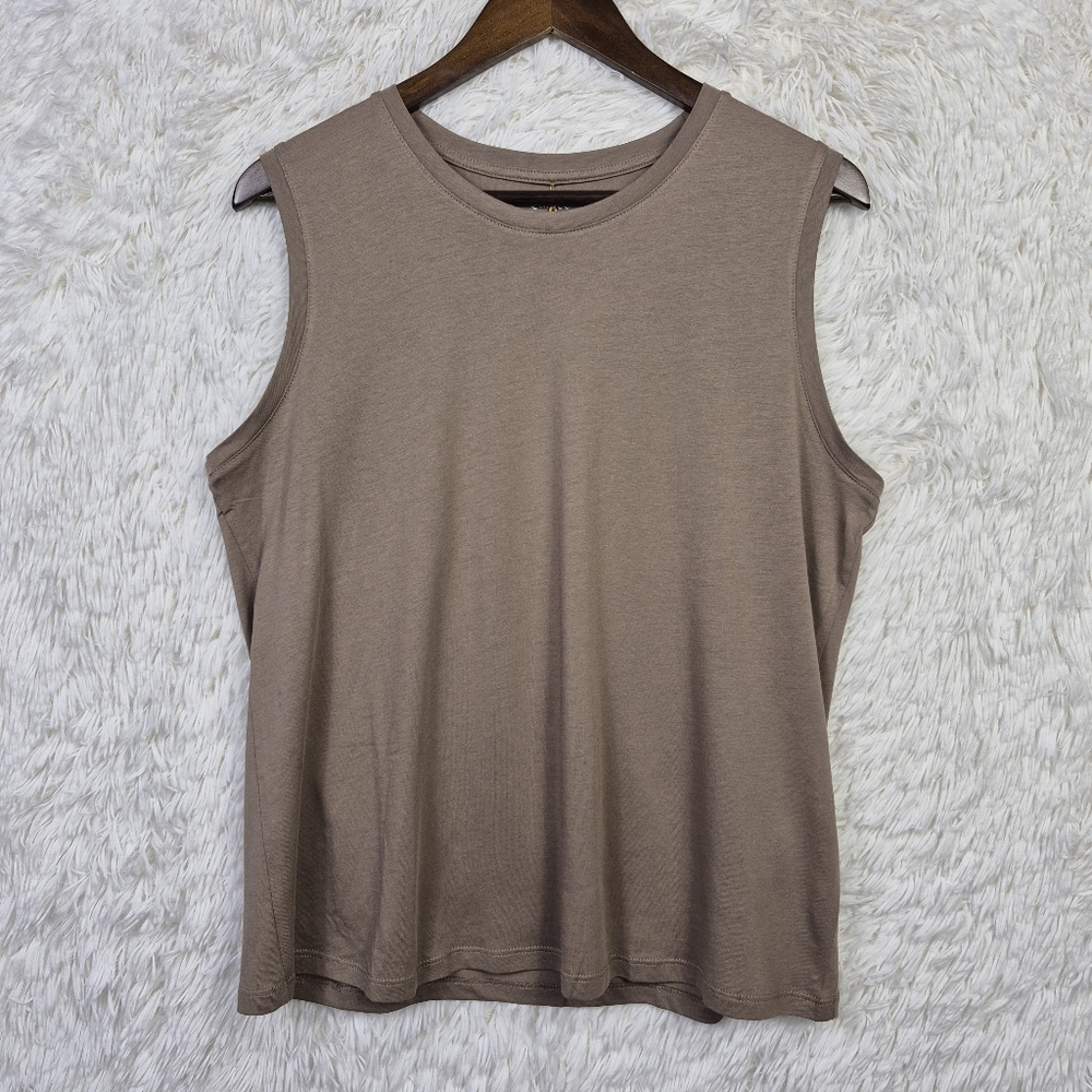 Quince Cotton Modal Muscle Tank Top Shirt In Taupe Size Large NWT Neutral